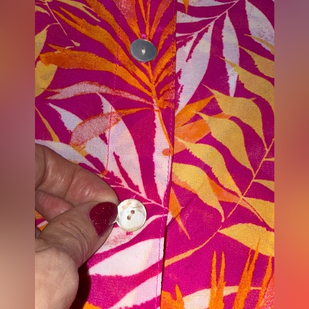 Tropical Print Button-Up Shirt - Picture 4 of 14